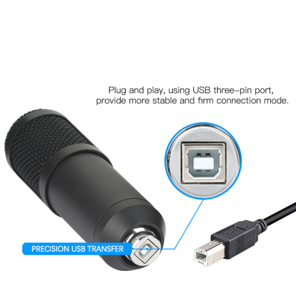 BM700 svart kapasitiv mikrofonsett for opptak av direktesendinger datamaskin USB-mikrofon