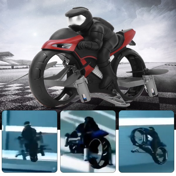 Stuntmotorcykellegetøj 2 i 1 Land Air Fly Motorcykel 2,4G fjernbetjeningslegetøj til børn
