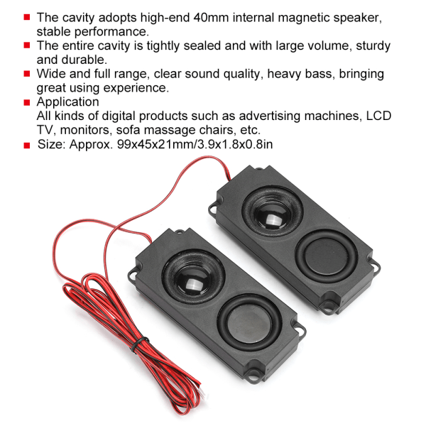 8Ω 5W Bærbar Heavy Bass Audio Cavity 40mm magnetisk dobbelt højttaler til tv-skærm