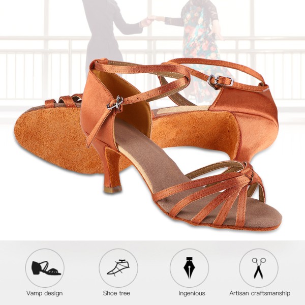 Bløde behagelige latinske sko Mode Danse cha Sko til kvinder Mørkebrun 38