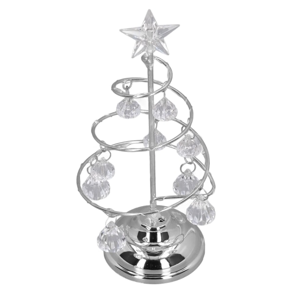 LED-joulukuusen valaisin Pieni kristalli koristeellinen rautapuu yövalokoristeen lahja hopeavalkoiselle valolle