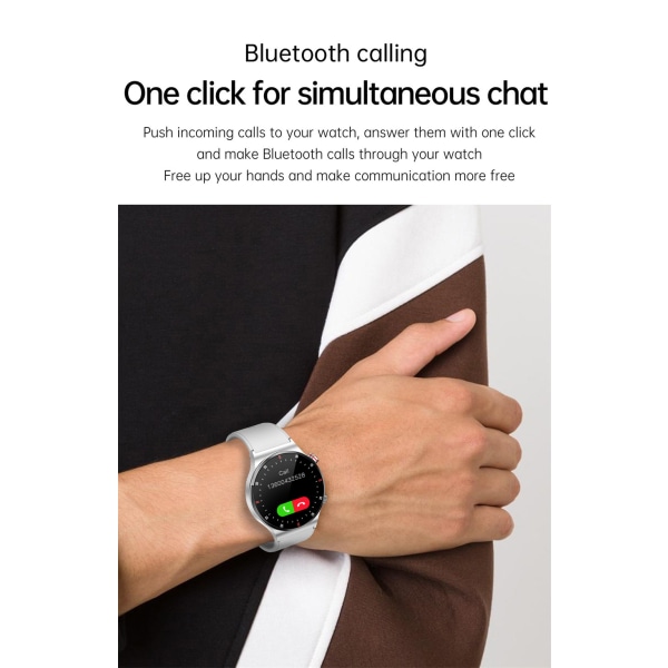 QW33 smartklokke ny Bluetooth-samtale full berøringsskjerm for menn sports Bluetooth qw33 smartklokke+S black