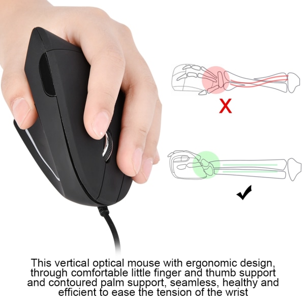 USB trådbunden vänsterhands vertikal mus Ergonomisk spelmus Handled hälsosam mus