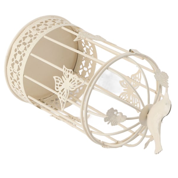 Ontto kynttilänjalkahäkin muotoinen kynttilänjalka lintukoristeella kodin sisustamiseen valkoinen