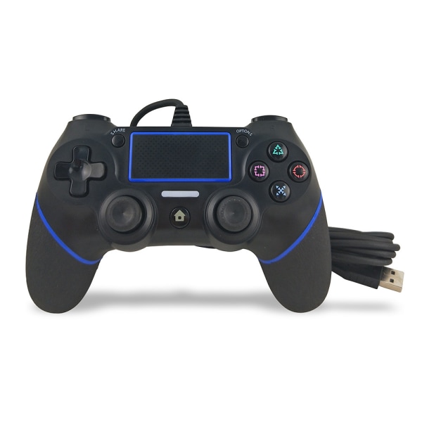 PS4-kontroller PS4-kabelspillkontroller Ny løsning Svart Blå