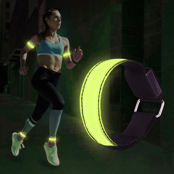 1 stk lysende armbånd USB reflekterende båndarmbånd til udendørs jogging løbesport
