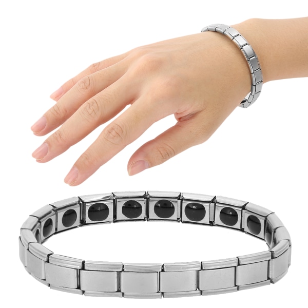 Enkel stil unisex titan stål armbånd Armbånd smykker armbånd for helse energi (sølv)