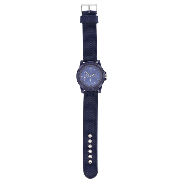 Elektronisk analog armbåndsur, rund nylonrem, militærarmbåndsur (blå)