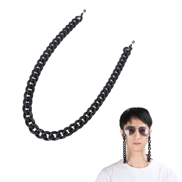 Yksinkertaisen tyylin silmälasien ketju liukumaton aurinkolasien lukulasien pidike ketju kaulanauha (musta)