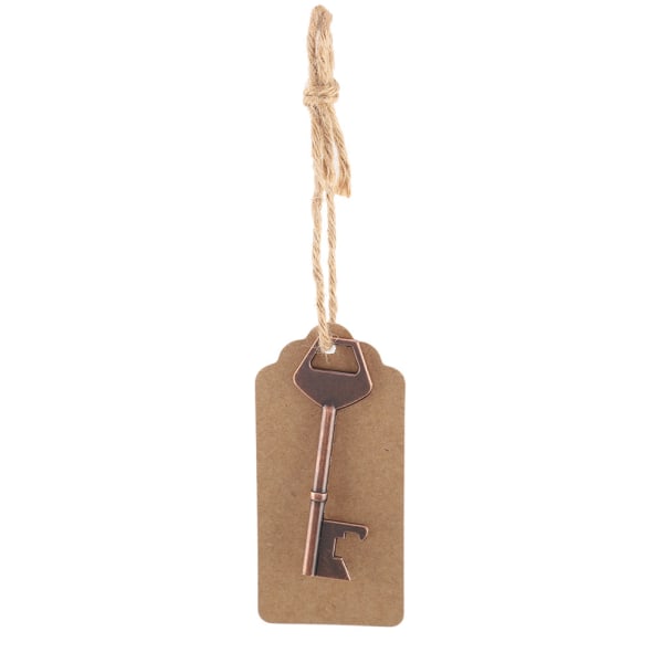 Nyckelformad flasköppnare med taggkortgarn för bröllopsgäster presentfest (50 st garnkort)
