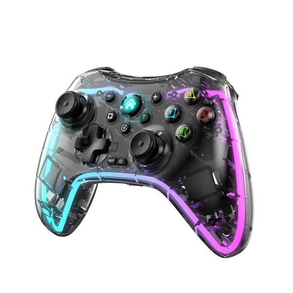 Switch Game Controller Läpinäkyvä Värikäs RGB Sopii PC:lle Android ios Tesla BYD S03 - Läpinäkyvä musta ohjain