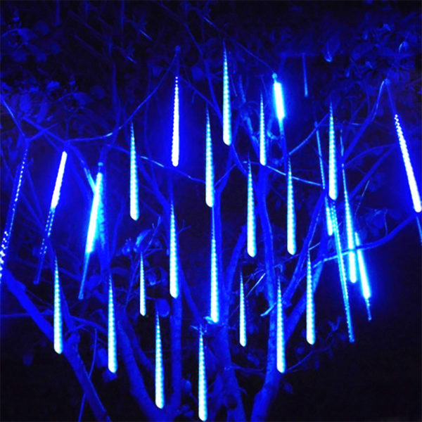 Led Meteor String Lights Vattentät Ultra Ljusa romantiska istappar Ljus för Party Bröllop Träd Hem Uteplats Utomhusdekoration Blå