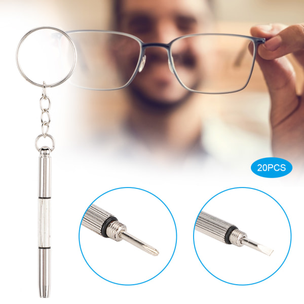 20 kpl lasit ruuvimeisseli silmälasien kehys kellot korjausruuvimeisselityökalu
