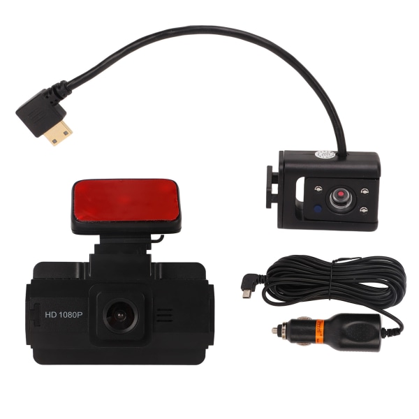 Driving Recorder 3-tums IPS-skärm HD 360 graders rotation Fram Bak Dual Lens G Sensor Night Vision Dash Cam för bil