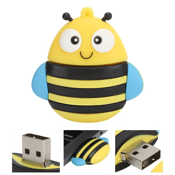 DK Memory Stick USB -minne Pendrive Presentdatalagring Cartoon 3D Bee Model Yellow16GB