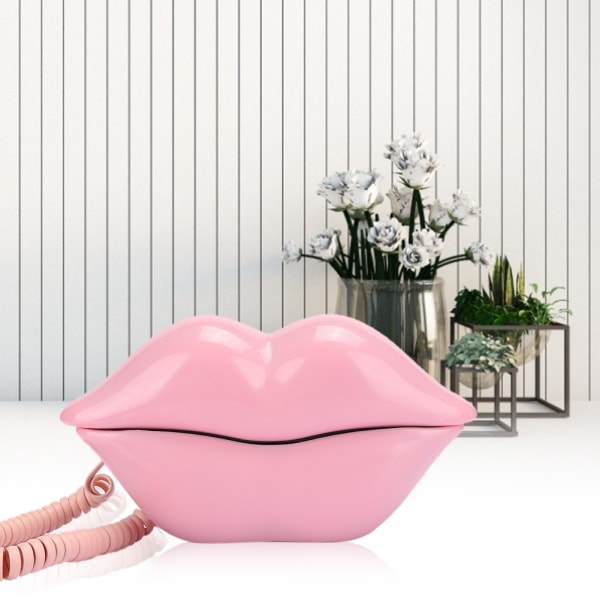 Eurooppalainen tyyli Kotipuhelin Muodikas vaaleanpunainen huulet Shape Desktop lankapuhelin Vaaleanpunainen