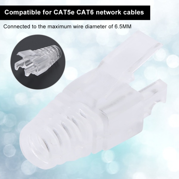 50 STK RJ45-kontaktdeksel Datamaskin Slitesterk nettverkskabelplugghylse for CAT5e / CAT6