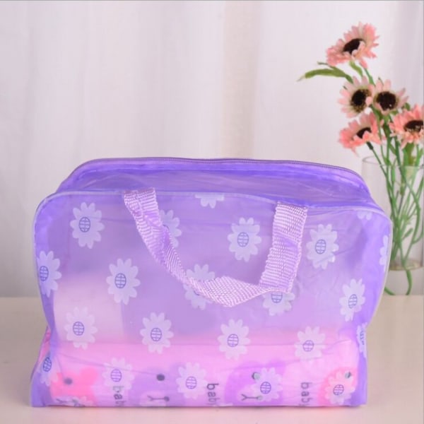 Travel Makeup Bag PVC Waterproof Cosmetic Bag Toiletry Pouch Storage Bag for Bathroom OutdoorPurple