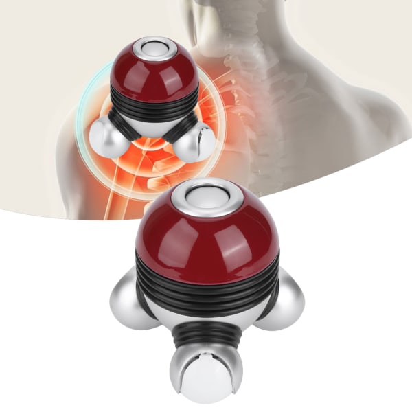 Mini bärbar handhållen kroppsvibrerande massageapparat med LED-ljus för smärtlindring i huvudet och benen (röd)