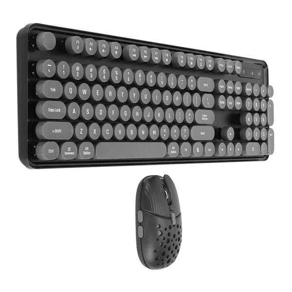 Trådløst tastatur og mus Combo Pure Color Retro 2.4G trådløs tastaturmus med runde tastaturer og numerisk tastatur svart bord