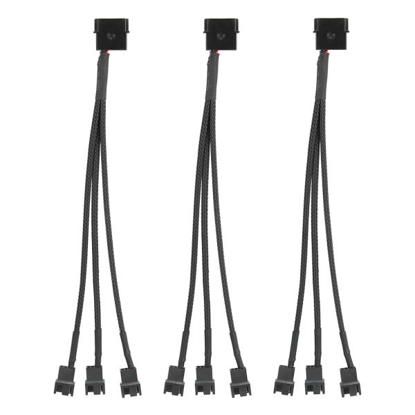 3 stk 3-ports køler Køleblæser Splitter Strømadapter Kabel 4p til 4pin kabelledning