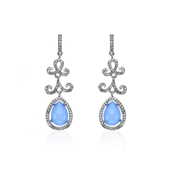 MH 1pair/set Women Elegant Rhinestones Blue Pendants Romantic Stylish Dangle Drop Earrings