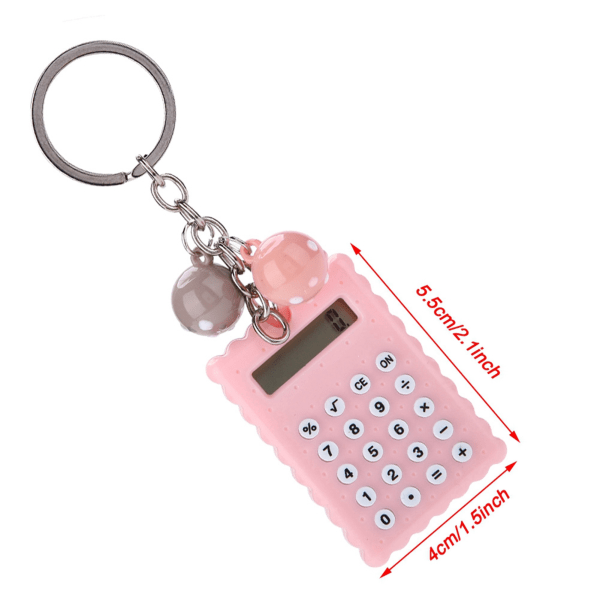 Mini Portable Cute Cookies Style nøkkelringkalkulator Candy Color Pocket Calculator (rosa)