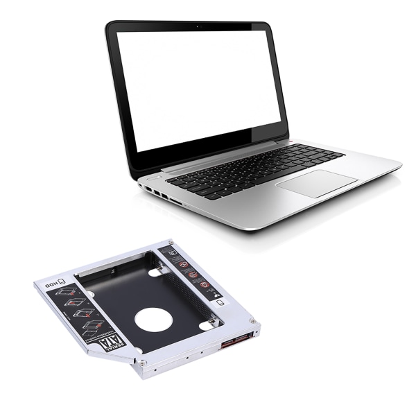 12,7 mm alumiininen SATA HDD SSD -kotelo Kiintolevyasemapaikka Caddy Optinen DVD-sovitin kannettavalle tietokoneelle