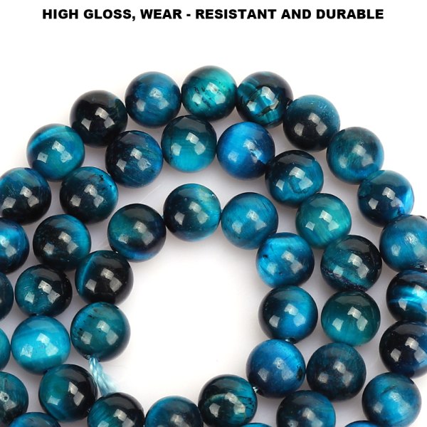 Naturstein blå tigerøye runde perler DIY smykker armbånd lage tilbehør8 mm 48 stk perler