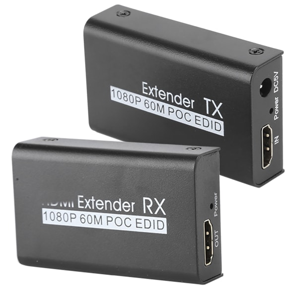 HDMI Extender 60M Internet Transmitter til POC Kabel Strøm EDID læringsfunktion 100-240VEU