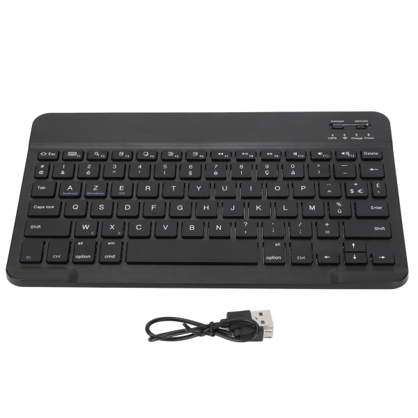 10 tommers trådløst tastatur slankt vanntett saksestil trådløst Bluetooth fransk AZERT-tastatur for nettbretttelefon svart
