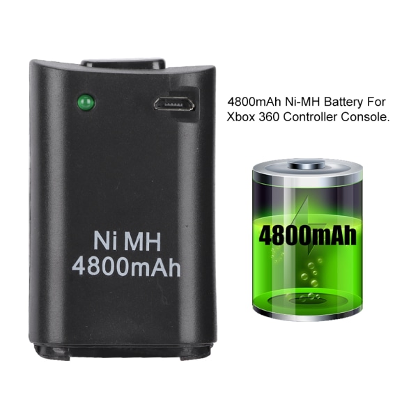 2-i 1 4800mAh genopladelig gamepad Ni MH-batteri til Xbox 360-controllerkonsol