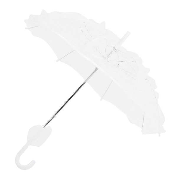 Vit Mini Brudspets Paraply Parasoll Bröllopstillbehör Bankett Scen Fotografi Prop