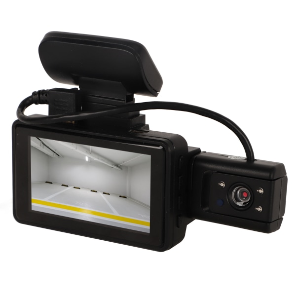 Ajotallennin 3-tuumainen IPS-näyttö HD 360 astetta kääntyvä edessä, takana kaksoislinssinen G-anturi yönäkö-kojekamera autoon
