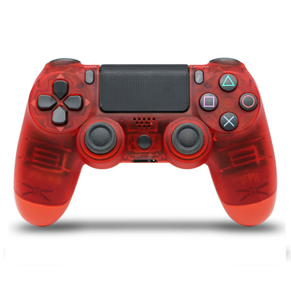 PS4 Seksakset Dual Vibration Bluetooth Trådløs Controller-Transparent Rød