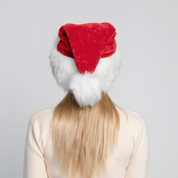 Julenissehue Rød Tykke Store Fluffy Hatte til Voksne Mænd Kvinder Varm Skihat Julefest Julemand Cosplay Feriehatte