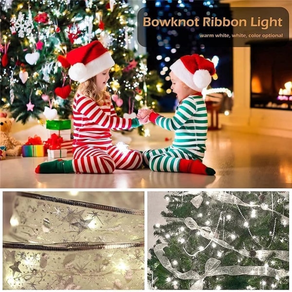 Christmas Ribbon Lights 4Meter 40 LED-ljus Koppartråd Band Bows Strängljus för festbröllop Holiday Julgransdekoration