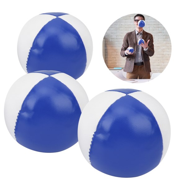 3st PU-läder jongleringbollar Inomhusfritid Bärbar Performance Övningsbollar Blå Vit