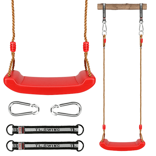 Children's swing set with adjustable cable, easy to install, safe and durable red