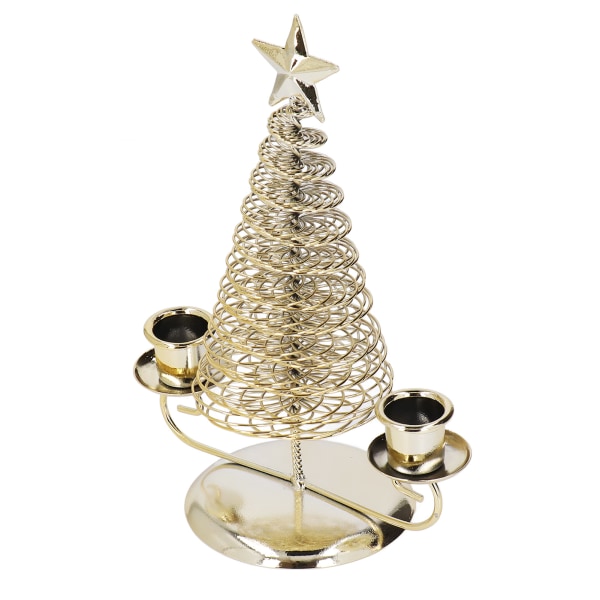Lysestage ornamenter Europæisk metal juletræ form voks lysestage boligdekoration dobbelt holder guld