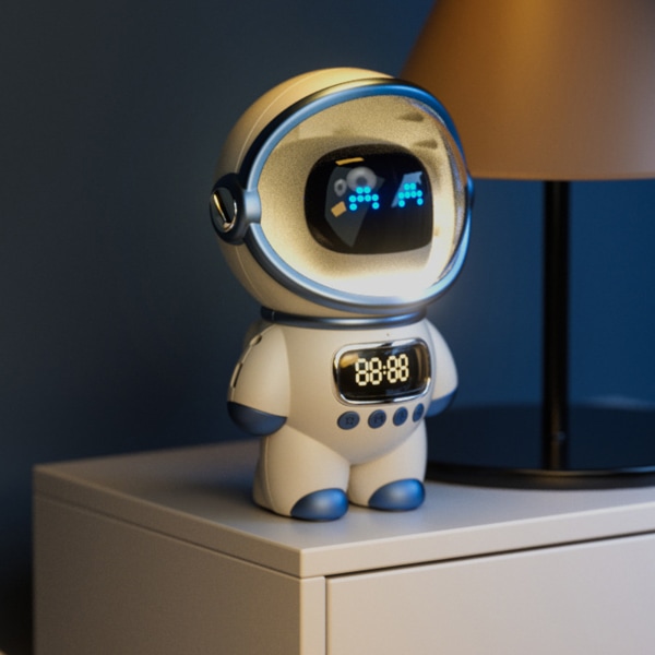 Astronaut Speaker AI Intelligent Voice Bluetooth Speaker Klokke Liten nattlys Bursdagsgave Hvit