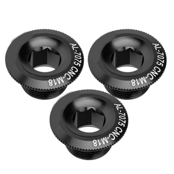 3 stk 18 mm aluminiumslegering sykkelaksel akse skrumutter tilbehør Sykkelsveivdeksel (svart)