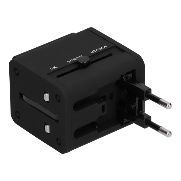 Worldwide Travel Adapter Intelligent Power Converter Plug UK EU US JP AU CN USB Port 100‑240V Black