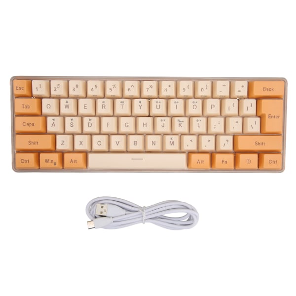 Gaming Keyboard USB 61 Keys Kontrast Farve RGB Lys Key Line Separation Mekanisk kabelført tastatur til kontorspil Orange Beige