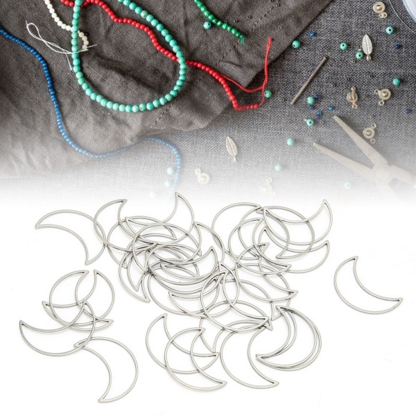 MH 30 st månformade smycken DIY ihålig ram metall öppen infattning hänge för hartshantverk Måneform S