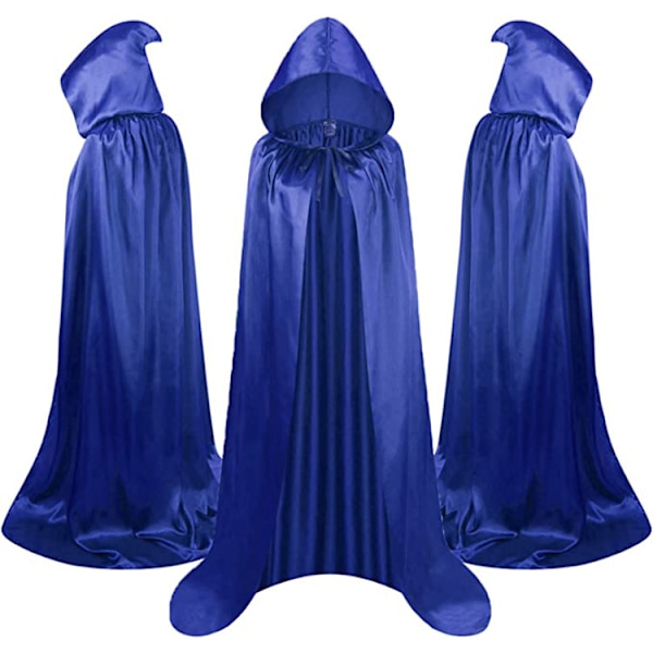 Halloween-viitta lasten ja aikuisten viitta seisova solmio huppu viitta blue 110 cm