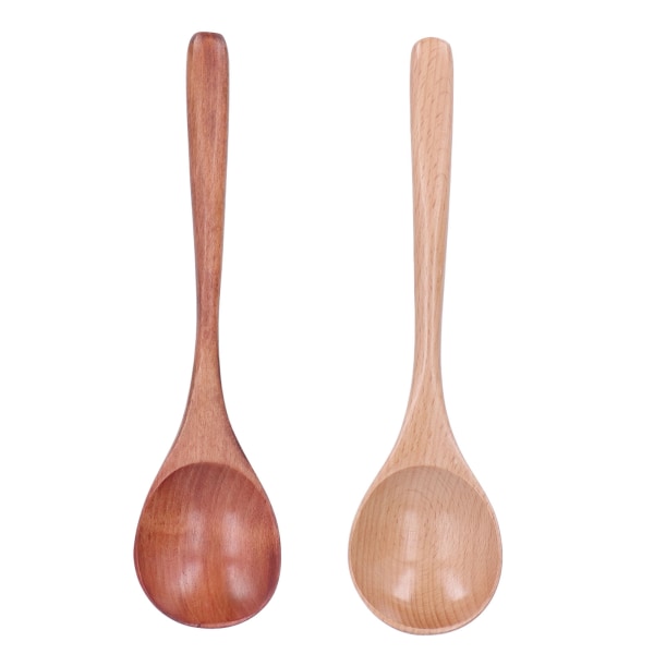 Wooden Soup Spoon Japanese Style Large Handle Spoon for Rice Kitchen Restaurant 2pcs