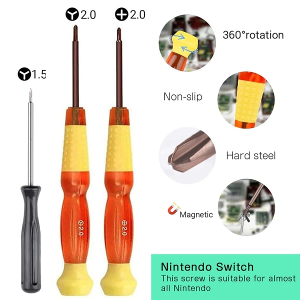 40-delar Nintendo Switch joystick JOY-CON reparation skruvmejsel set, vänster och höger handtag demonteringsverktyg, joystick reparation och reservdelar