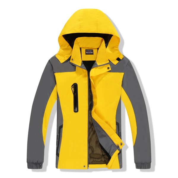 Utendørs hettefrakker Vanntett varm lett jakke frakk regnfrakker yellow XL