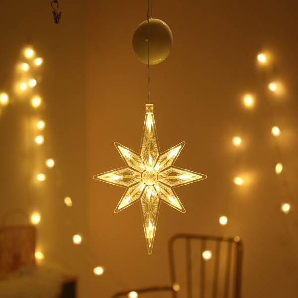 Vindussuger Ferielampe LED Juletrær Hjorteklokke Stjerne Nisse Hengende Garland Lys Vegg Dekorativ
